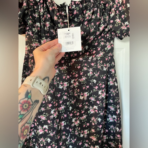 Black and pink floral midi dress - Picture 5 of 5